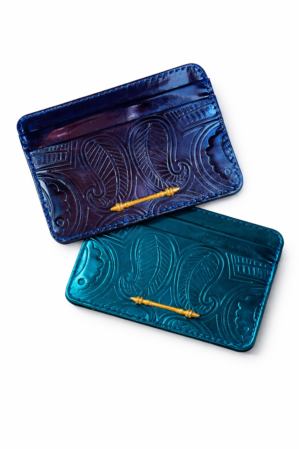 OKHTEIN Embossed Leather Card Holder –blue colors
