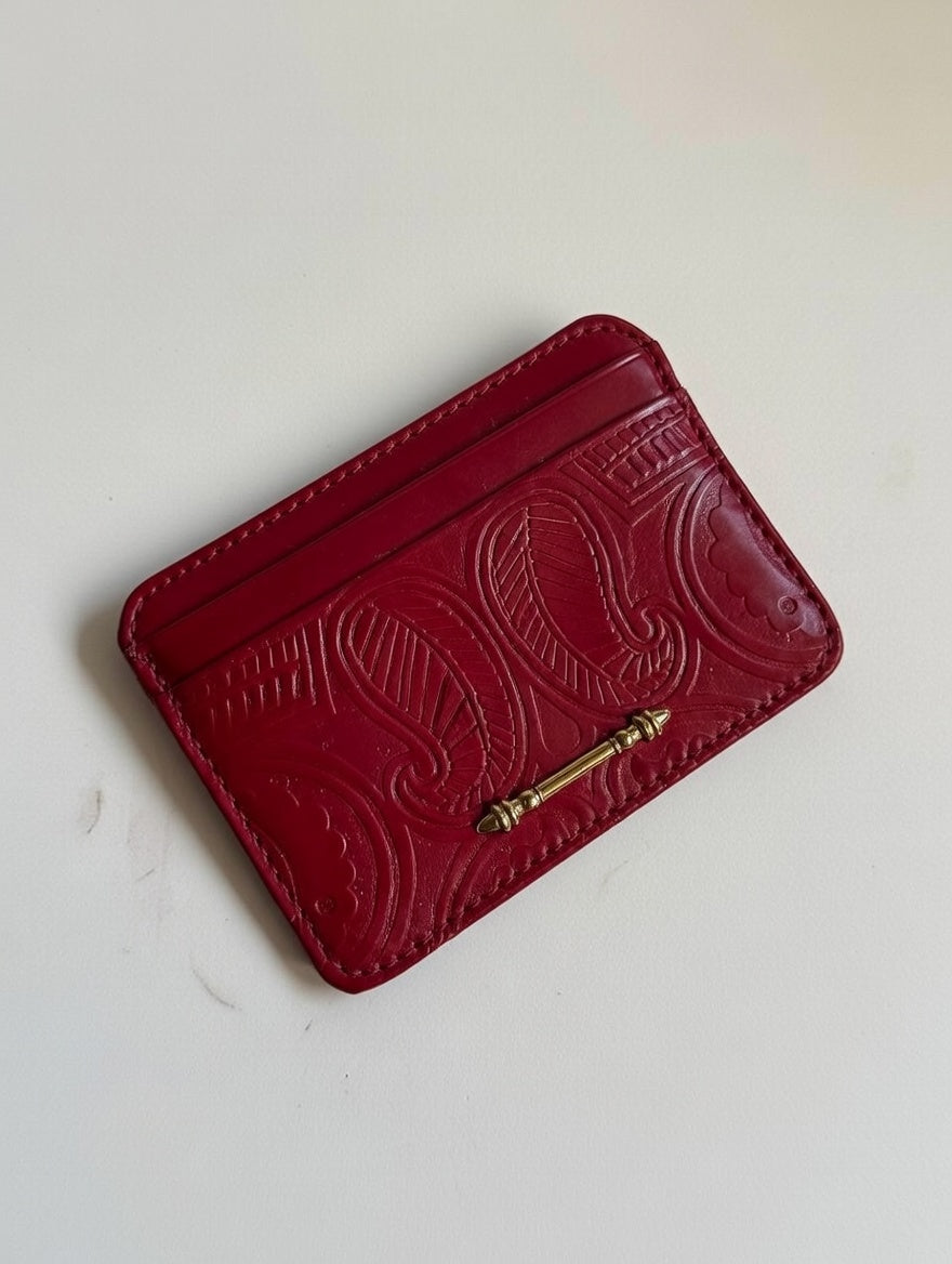 OKHTEIN Embossed Leather Card Holder –  red colors