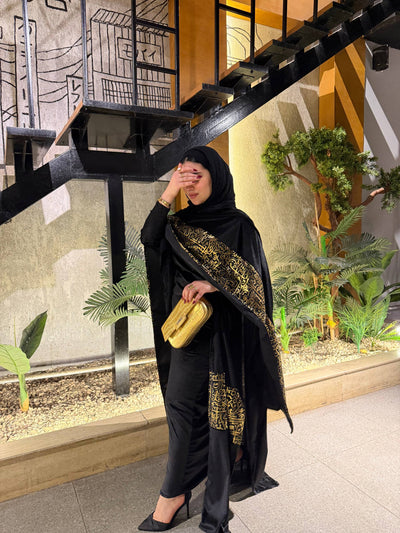 Golden Script Velvet Shawl