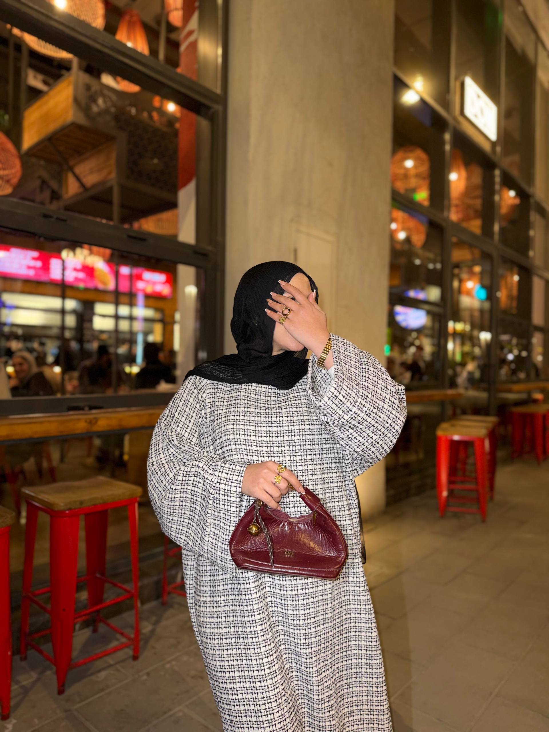 Lumière Check Wool Abaya