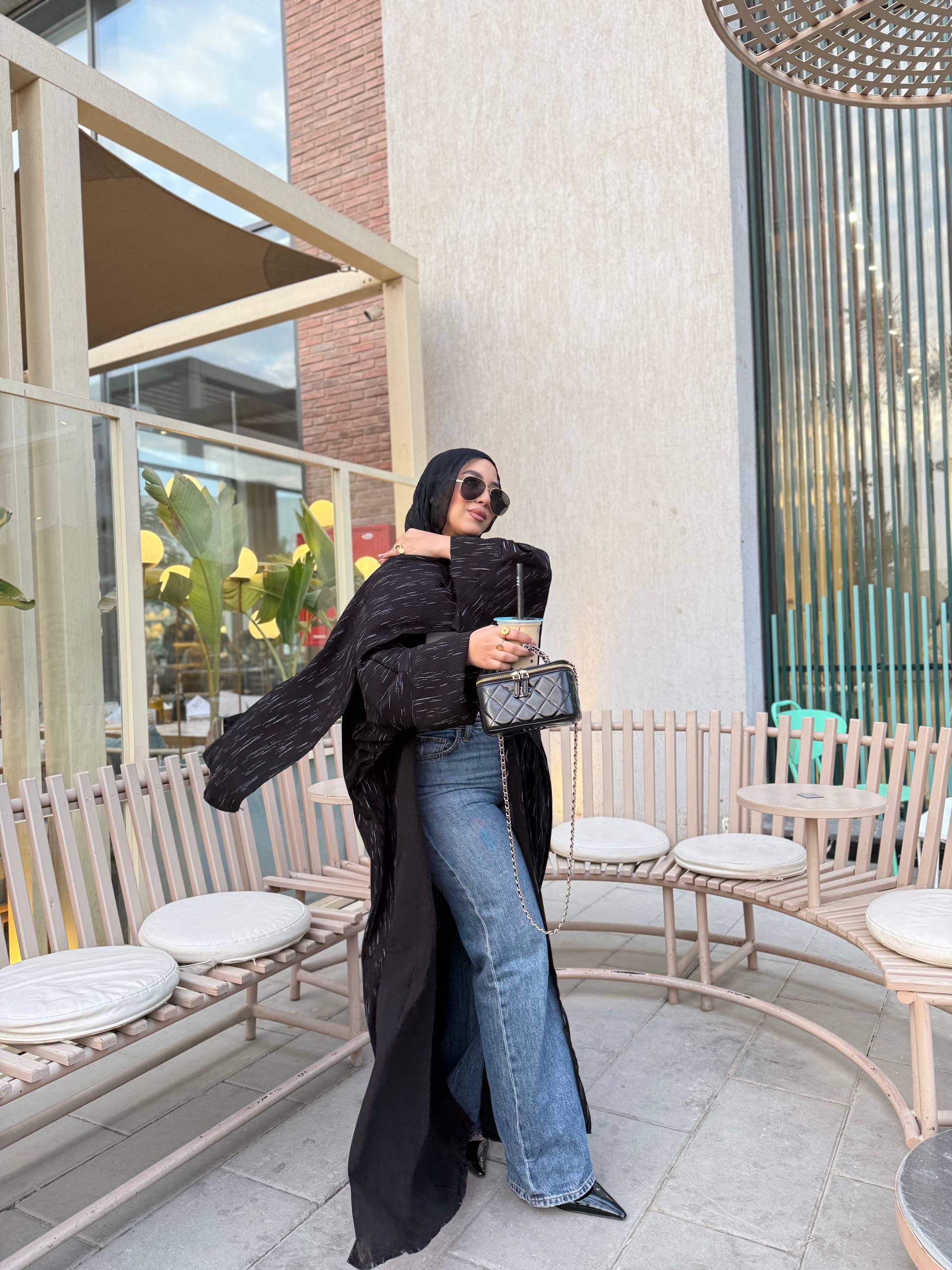 Elegant Silver Accent Abaya