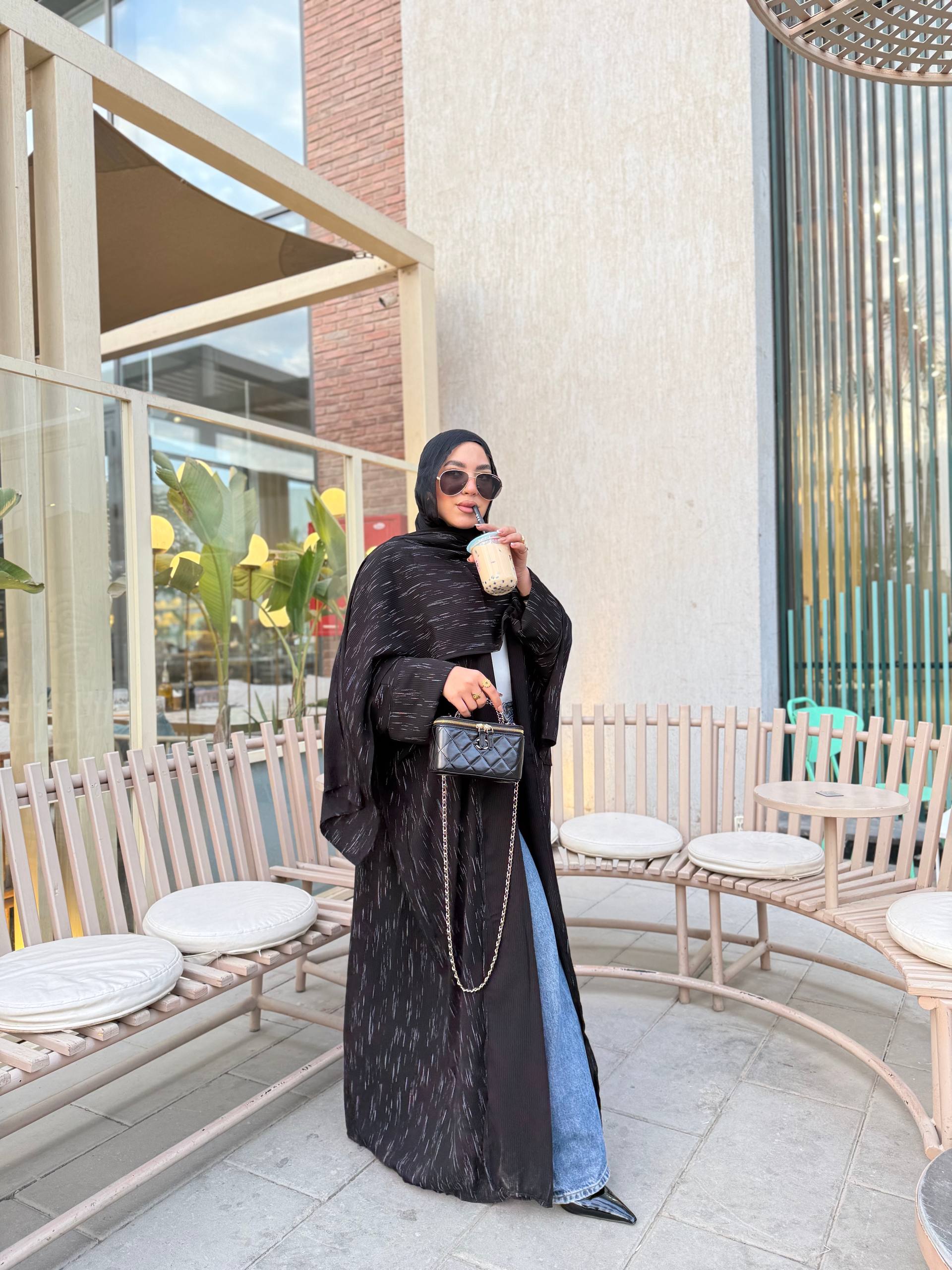Elegant Silver Accent Abaya