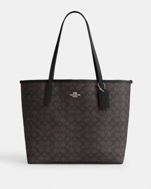 Black COACH City Tote Bag in Signature Canvas