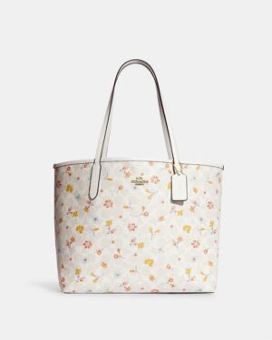 Floral COACH City Tote Bag in Signature Canvas Copy