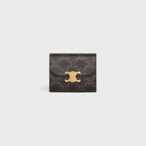 CELINE Small Flap Wallet Triomphe in Triomphe Canvas (Tan) outlet